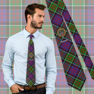 Clan MacDonald van Clanranald Crest over Tartan Stropdas
