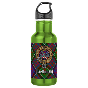 Clan MacDonald van Clanranald Wapen boven Tartan Waterfles