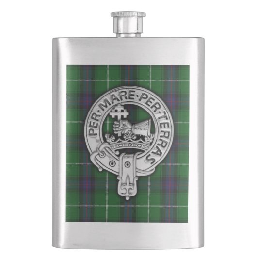 Clan MacDonald van de Isles Crest & Tartan Flacon (Voorkant)