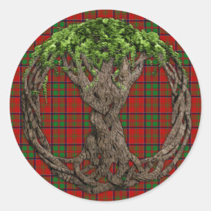 Clan MacDonald van Glencoe Tartan en Celtic Tree Ronde Sticker
