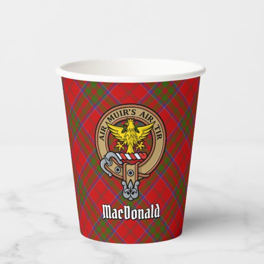 Clan MacDonald van Keppoch Crest over Tartan Papieren Bekers (Voorkant)