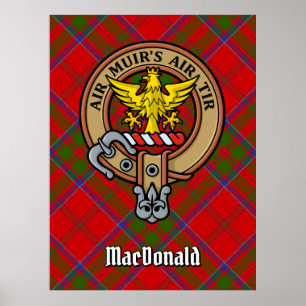 Clan MacDonald van Keppoch Crest over Tartan Poster
