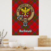 Clan MacDonald van Keppoch Crest over Tartan Poster (Keuken)