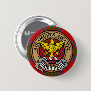 Clan MacDonald van Keppoch Crest over Tartan Ronde Button 5,7 Cm