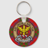Clan MacDonald van Keppoch Crest over Tartan Sleutelhanger (Voorkant)