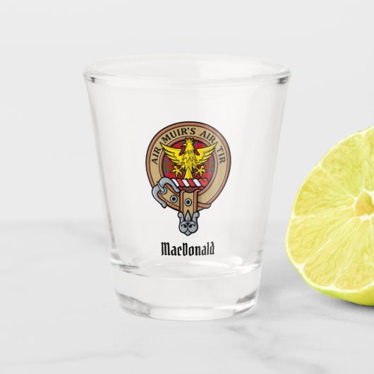Clan MacDonald van Keppoch Crest Shot Glass Glas (Voorkant)