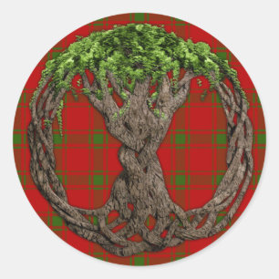 Clan MacDonald van Sleat Tartan en Keltische Boom Ronde Sticker