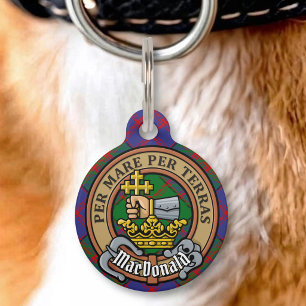 Clan MacDonald wapenschild over tartan Huisdierpenning