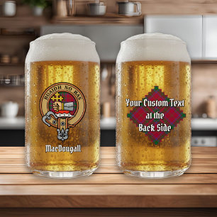 Clan MacDougall Crest over Tartan Blikvorm Glas