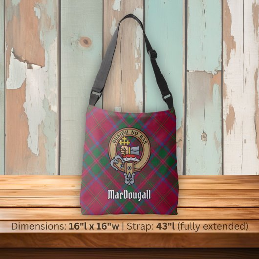 Clan MacDougall Crest over tartan Crossbody Tas