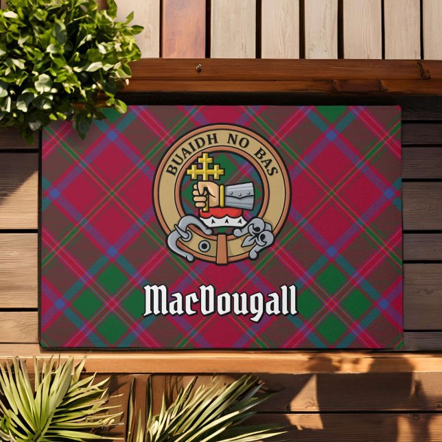 Clan MacDougall Crest over Tartan Deurmat (Creator heeft geüpload)