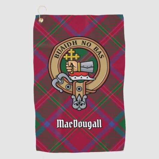 Clan MacDougall Crest over Tartan Golfhanddoek (Voorkant)