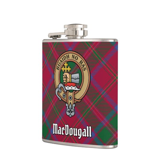 Clan MacDougall Crest over Tartan Heupfles (Links)