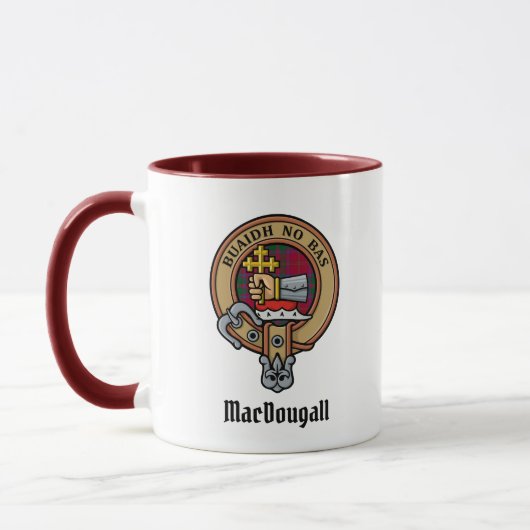 Clan MacDougall Crest over Tartan Mok (Links)