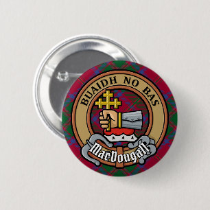 Clan MacDougall Crest over Tartan Ronde Button 5,7 Cm