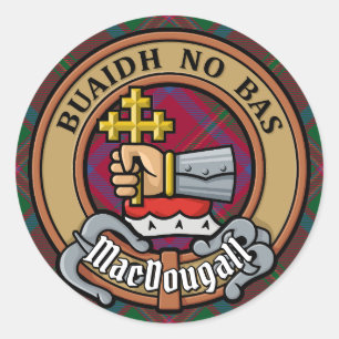 Clan MacDougall Crest over tartan Ronde Sticker