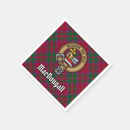 Clan MacDougall Crest over Tartan Servet (Hoek)