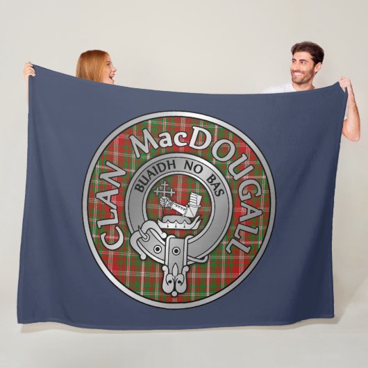 Clan MacDougall Crest & Tartan Fleece Deken (In situ)