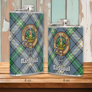 Clan MacDowall Crest over Tartan Heupfles