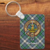 Clan MacDowall Crest over Tartan Sleutelhanger (Voorkant)