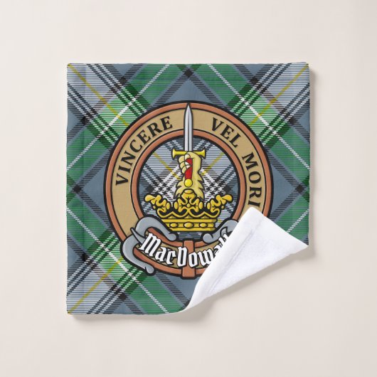 Clan MacDowall Crest sur Tartan (Gant de toilette)