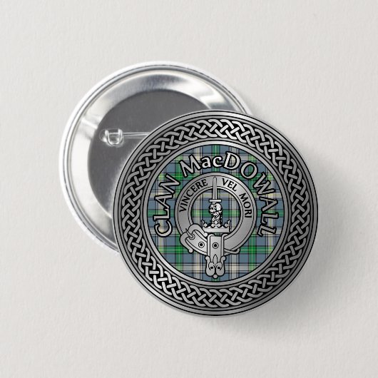 Clan MacDowall Crest & Tartan Knot Ronde Button 5,7 Cm (Voorkant /achterkant)