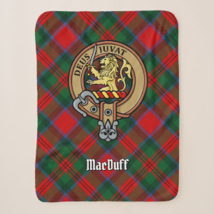Clan MacDuff Crest over Tartan Sherpa Deken
