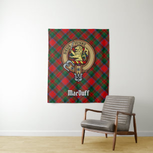Clan MacDuff Crest over Tartan Tapestry Wandkleed