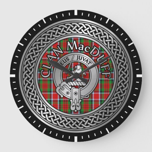 Clan MacDuff Crest & Tartan Knot Grote Klok (Voorkant)