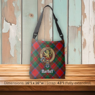 Clan MacDuff Wapen over Tartan Crossbody Tas