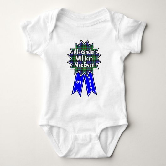 Clan MacEwen #1 Award Blue Ribbon Romper (Voorkant)
