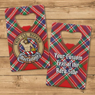 Clan MacFarlane Crest boven Tartan Kredietkaart Flessenopener