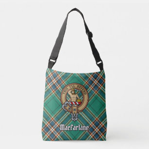 Clan MacFarlane Crest over de oude jacht Tartan Crossbody Tas