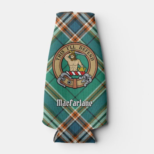 Clan MacFarlane Crest over de oude jacht Tartan Flesjeskoeler (Voorkant)