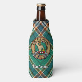 Clan MacFarlane Crest over de oude jacht Tartan Flesjeskoeler (Fles Voorkant)