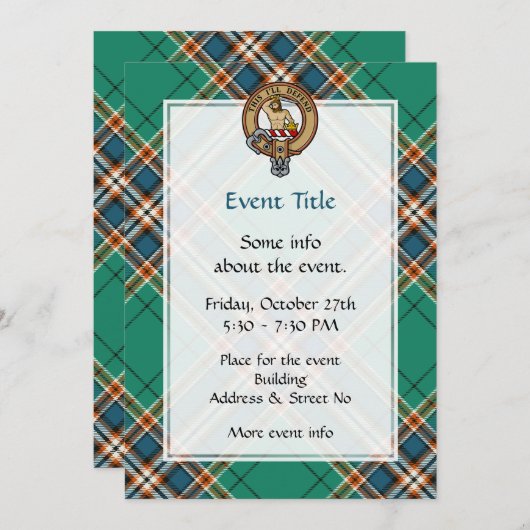 Clan MacFarlane Crest over de oude jacht Tartan Kaart (Voorkant / Achterkant)