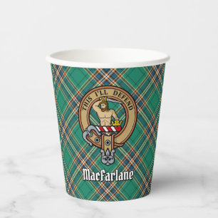 Clan MacFarlane Crest over de oude jacht Tartan Papieren Bekers