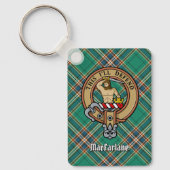 Clan MacFarlane Crest over de oude jacht Tartan Sleutelhanger (Voorkant)
