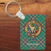 Clan MacFarlane Crest over de oude jacht Tartan Sleutelhanger (Voorkant)
