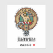 Clan MacFarlane Crest over de oude jacht Tartan Sticker (Vel)