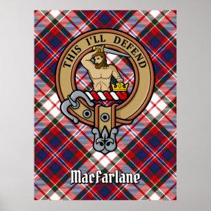 Clan MacFarlane Crest over Jurk Tartan Poster