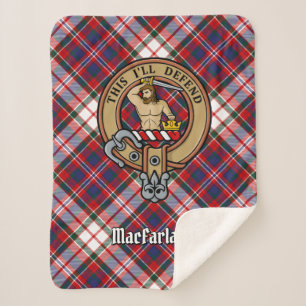 Clan MacFarlane Crest over Jurk Tartan Sherpa Deken