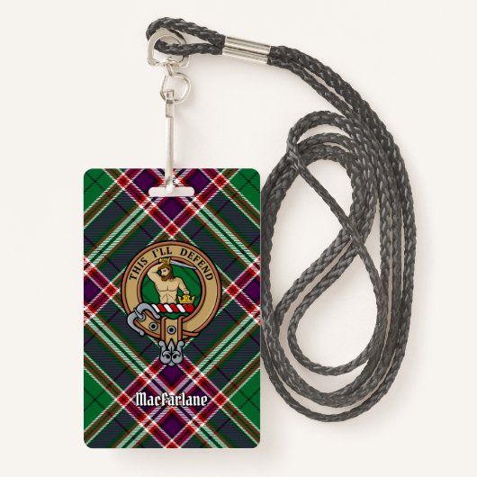 Clan MacFarlane Crest over moderne jacht Tartan Badge (Voorkant met draagriem)