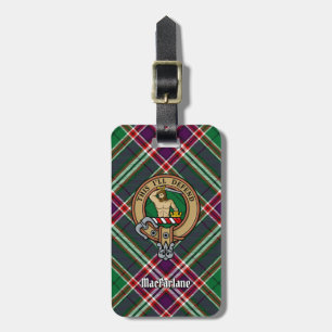 Clan MacFarlane Crest over moderne jacht Tartan Bagagelabel