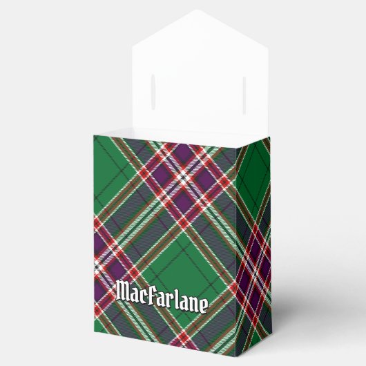 Clan MacFarlane Crest over moderne jacht Tartan Bedankdoosjes (Geopend)