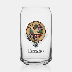 Clan MacFarlane Crest over moderne jacht Tartan Blikvorm Glas