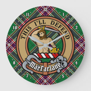 Clan MacFarlane Crest over moderne jacht Tartan Grote Klok