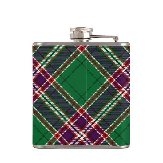 Clan MacFarlane Crest over moderne jacht Tartan Heupfles (Achterkant)