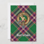 Clan MacFarlane Crest over moderne jacht Tartan Kaart (Achterkant)