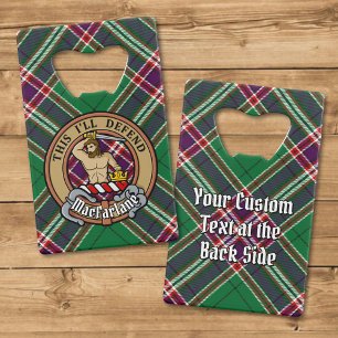 Clan MacFarlane Crest over moderne jacht Tartan Kredietkaart Flessenopener